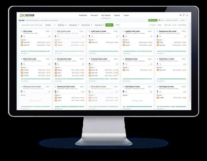 ZK KeyHub key wall showing live slot status